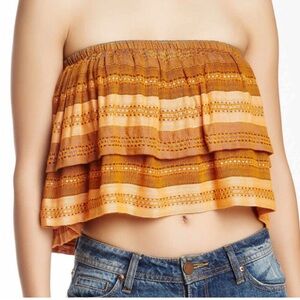Free People Layered Brown and Orange Crop Top